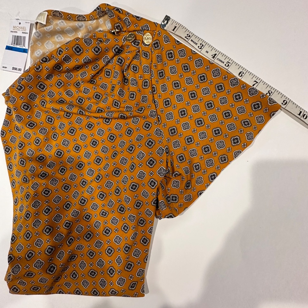 Michael Kors Women Design Cowl Neck Marigold Top Shirt - Size XL - NEW With Tags - Picture 15 of 16